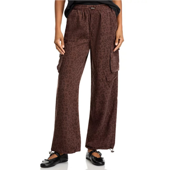 VINTAGE HAVANA WOMENS SIZE MEDIUM TENCEL ANIMAL PRINT CARGO CASUAL PANTS BROWN - Picture 1 of 13